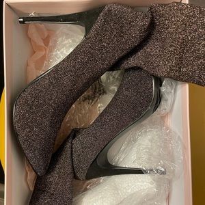 Bronze Sock Bootie Heels